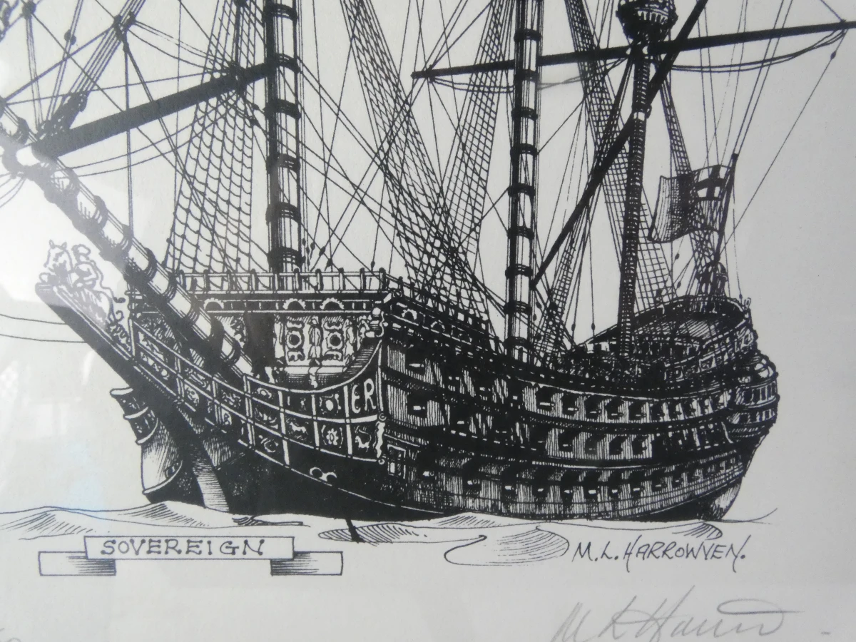 Gesigneerde litho getiteld 'Sovereign'