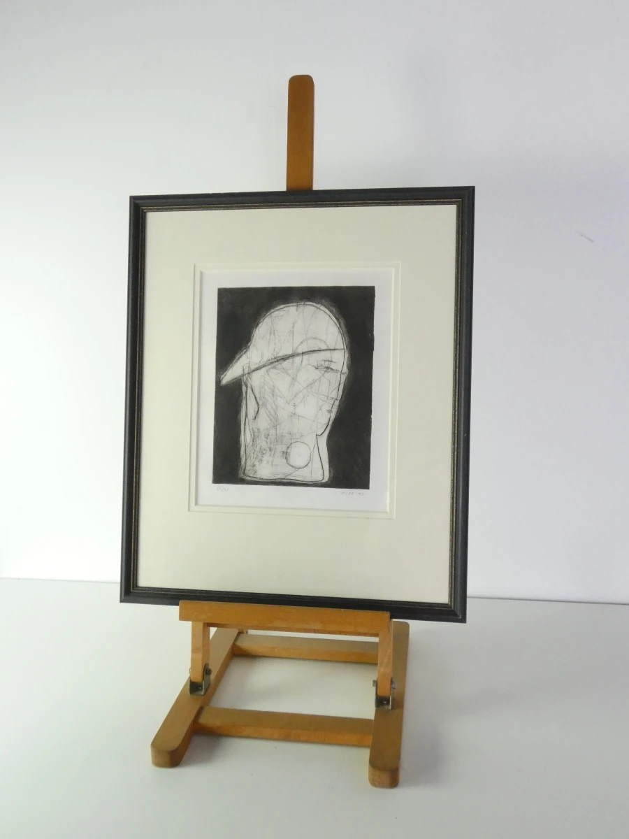Ingelijste abstracte ets - gesigneerd 1993