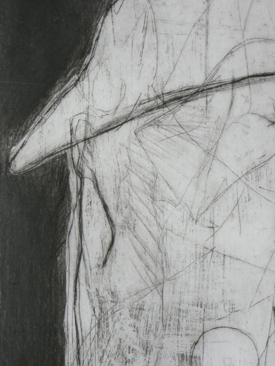 Ingelijste abstracte ets - gesigneerd 1993