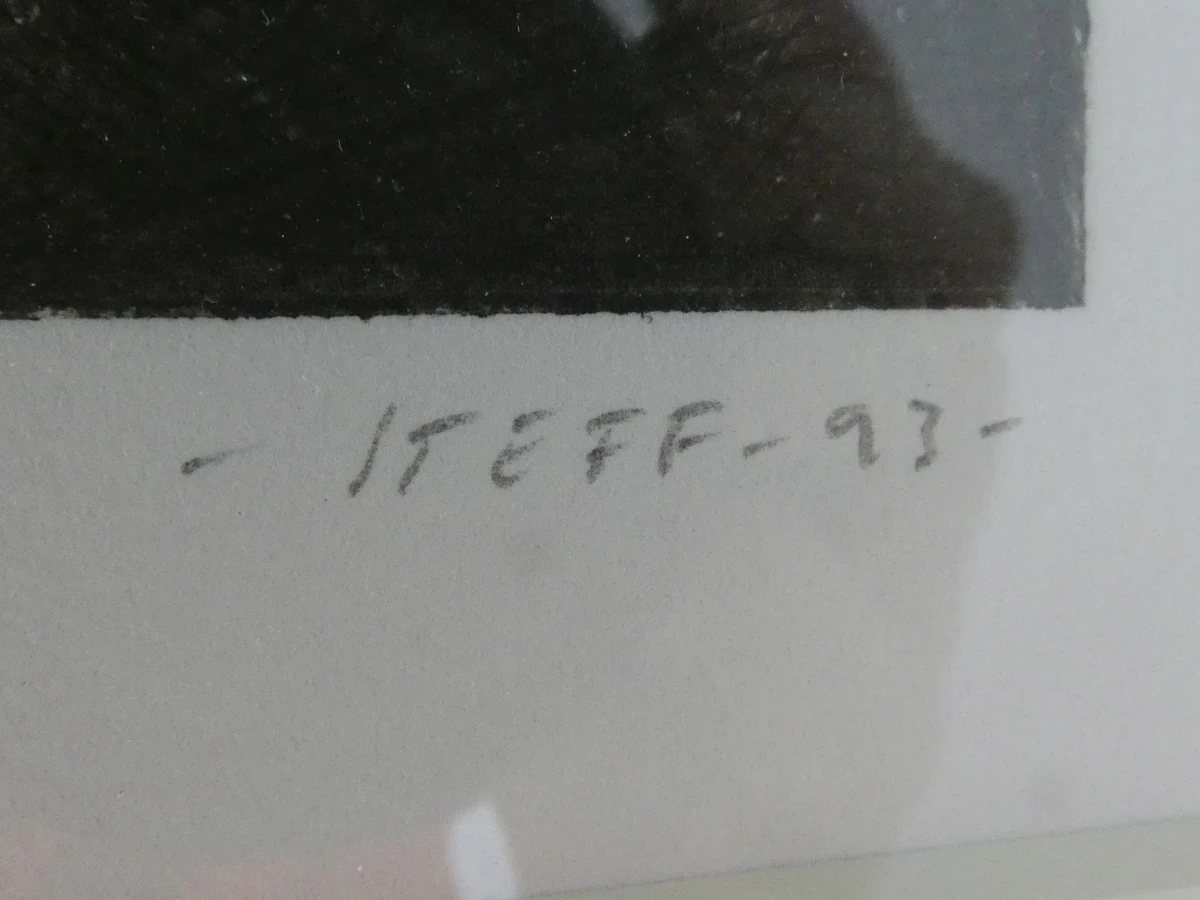 Ingelijste abstracte ets - gesigneerd 1993