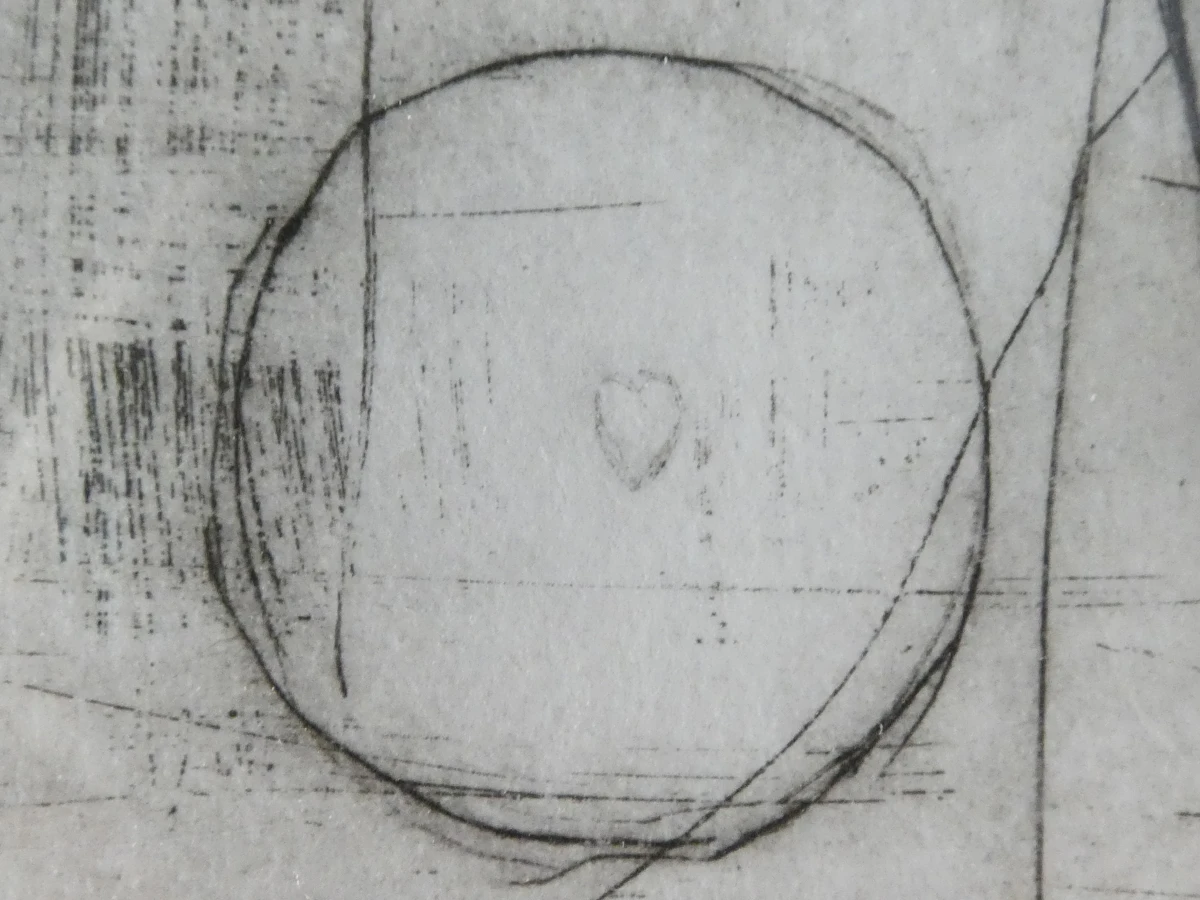 Ingelijste abstracte ets - gesigneerd 1993