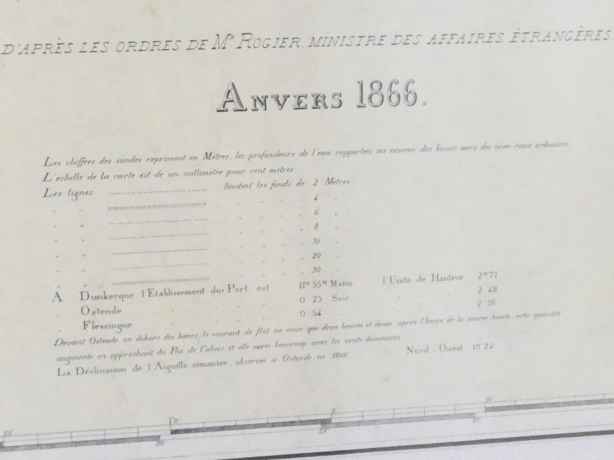 Nautische zeekaart 'Carte Générale des Bancs de Flandres'(1866)