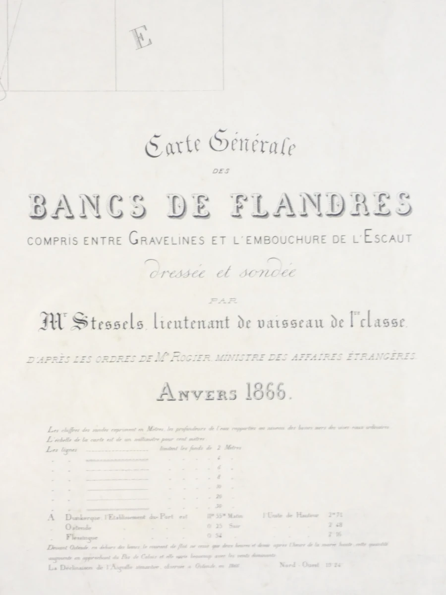 Nautische zeekaart 'Carte Générale des Bancs de Flandres'(1866)