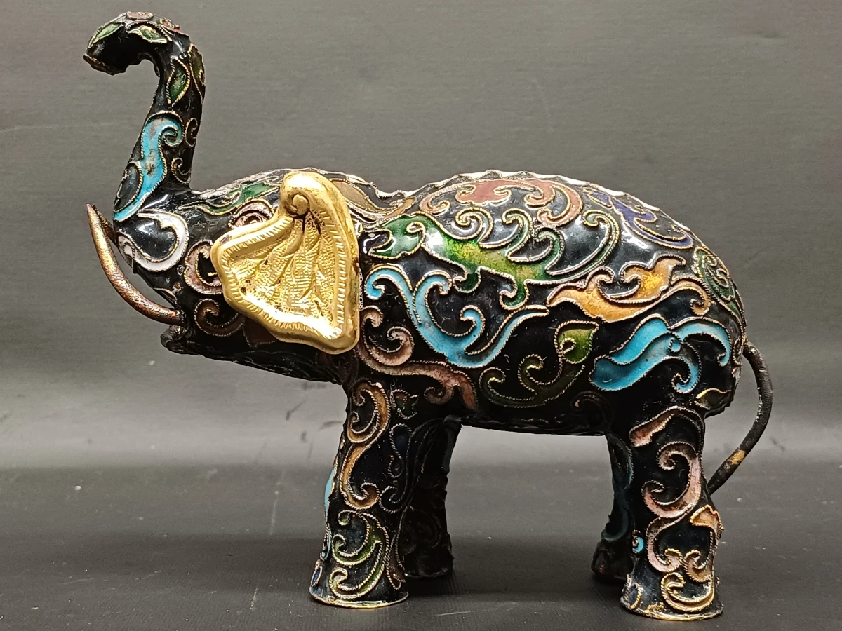 Vintage Chinees Cloisonné olifant beeldje - foto 4