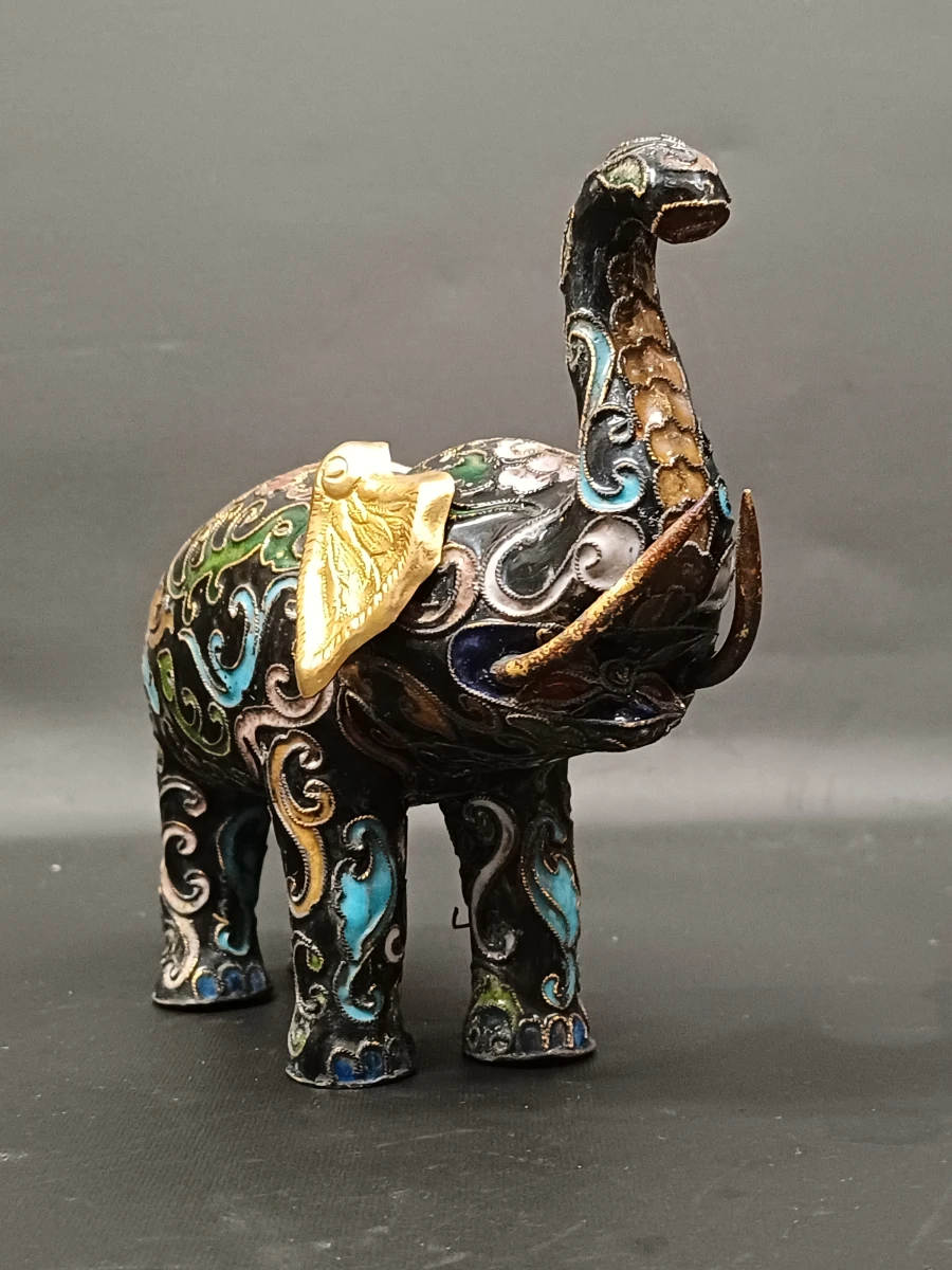 Vintage Chinees Cloisonné olifant beeldje - foto 7