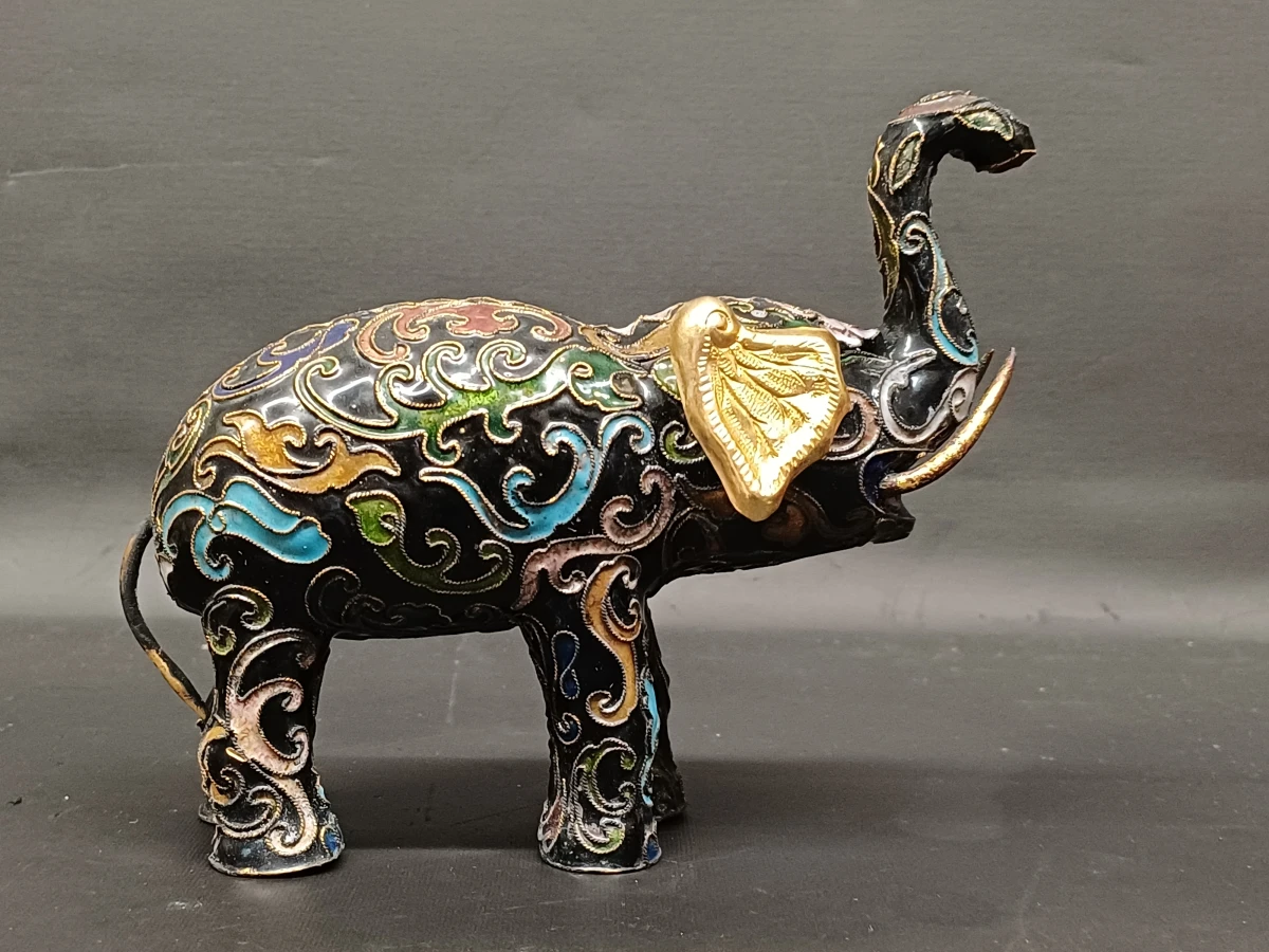 Vintage Chinees Cloisonné olifant beeldje - foto 6