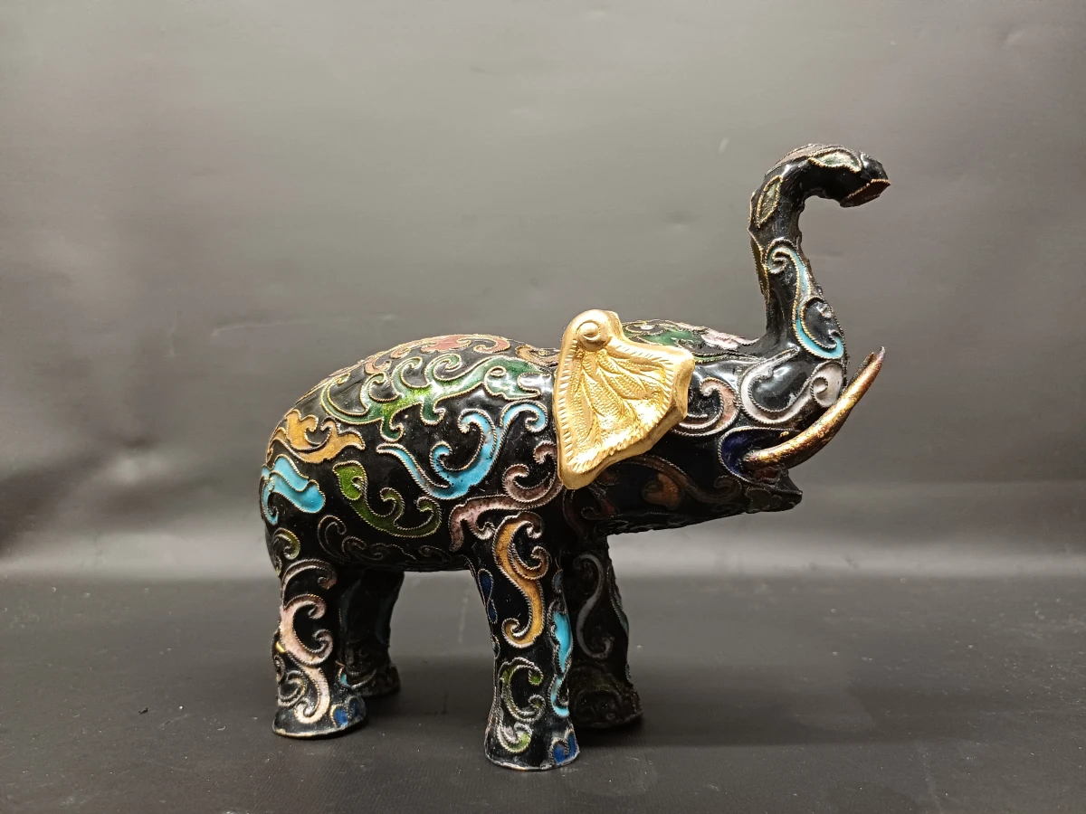 Vintage Chinees Cloisonné olifant beeldje - foto 3