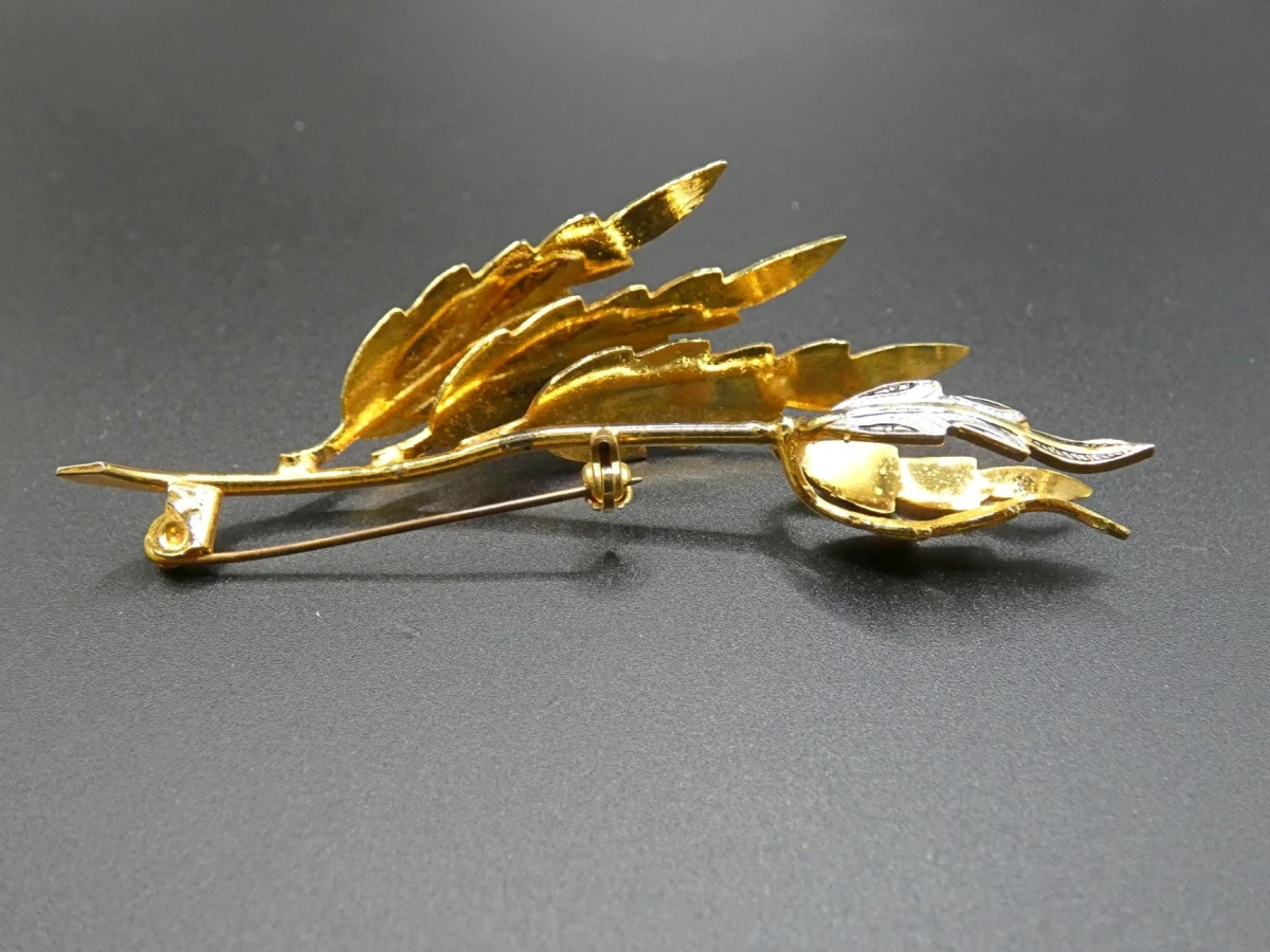 Goudkleurige broche met bladeren - foto 2