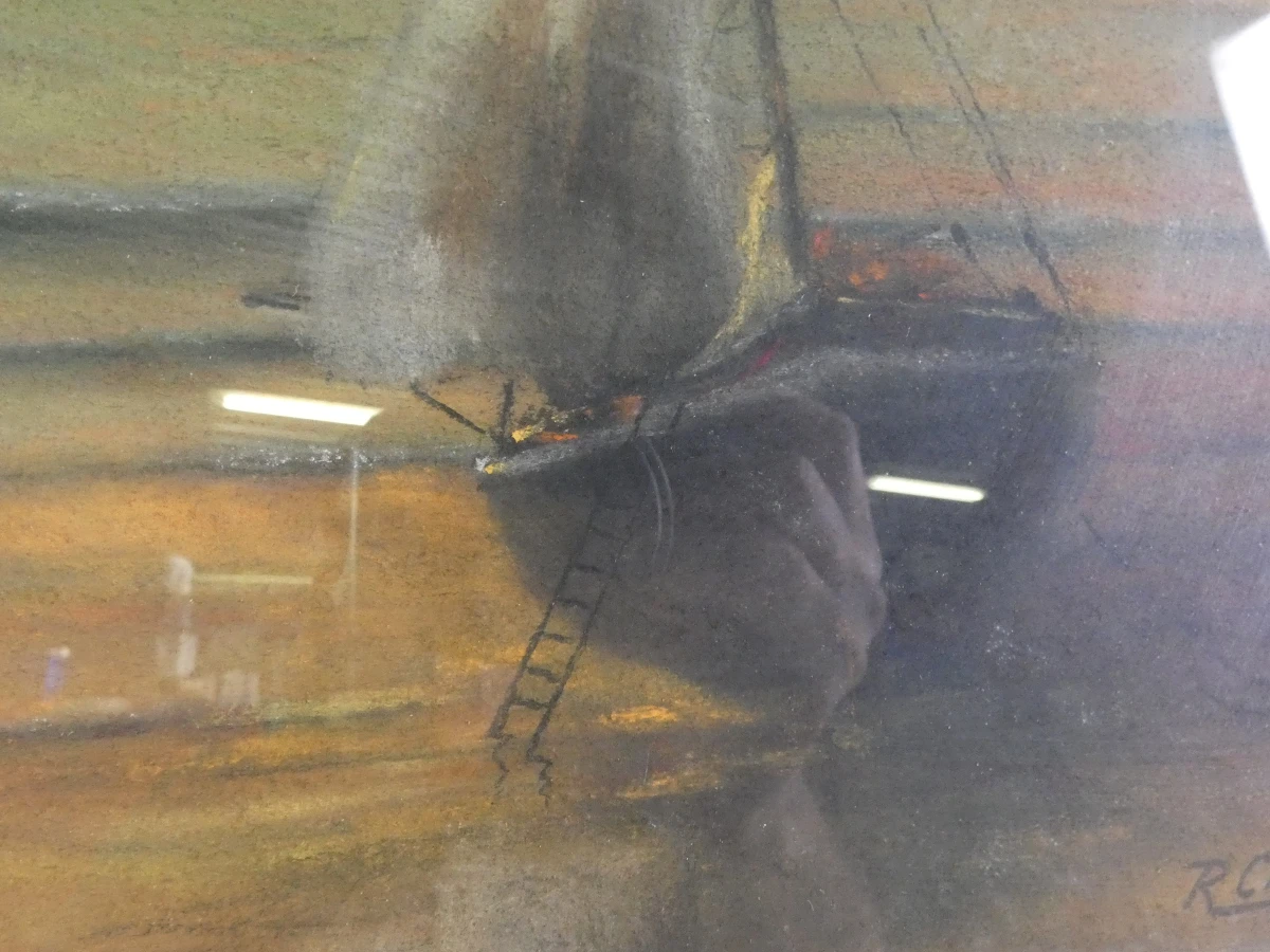 Sfeervol maritiem pastelschilderij – gesigneerd R. Cattoor