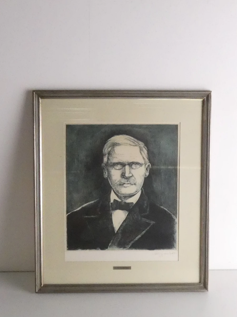 Ingelijste litho portret F.W. Raiffeisen