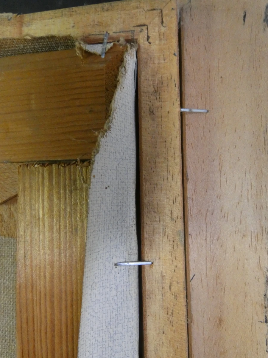 Olieverfschilderij stadszicht door raam