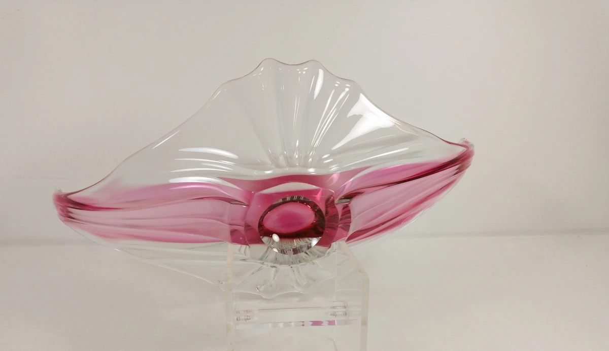 Grote roze glazen sierschaal in Murano-stijl - foto 4
