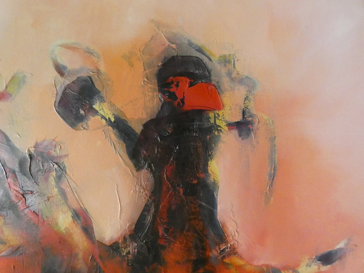 Expressief schilderij/kunstwerk op doek