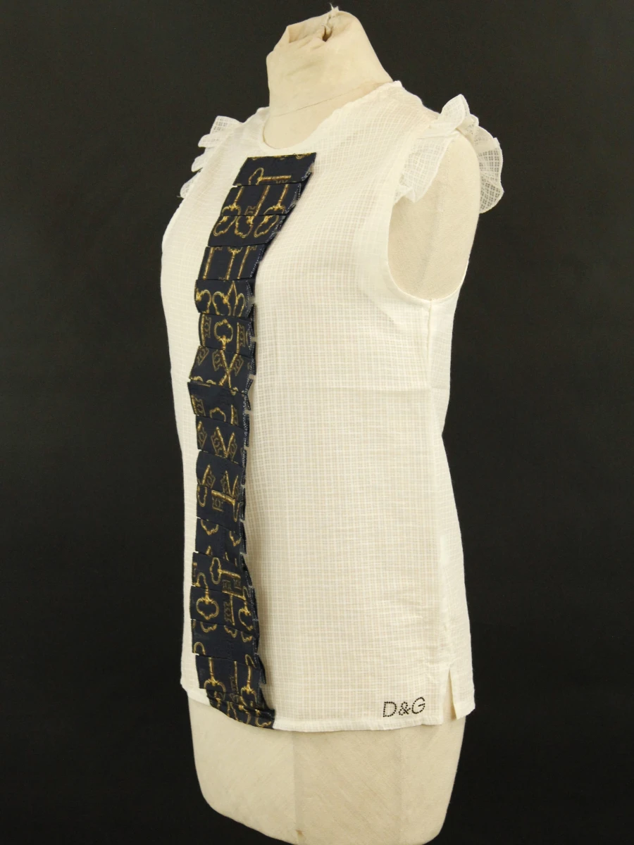 D&G witte top met zwarte sierstrook - maat: 12/13 jaar - foto 4