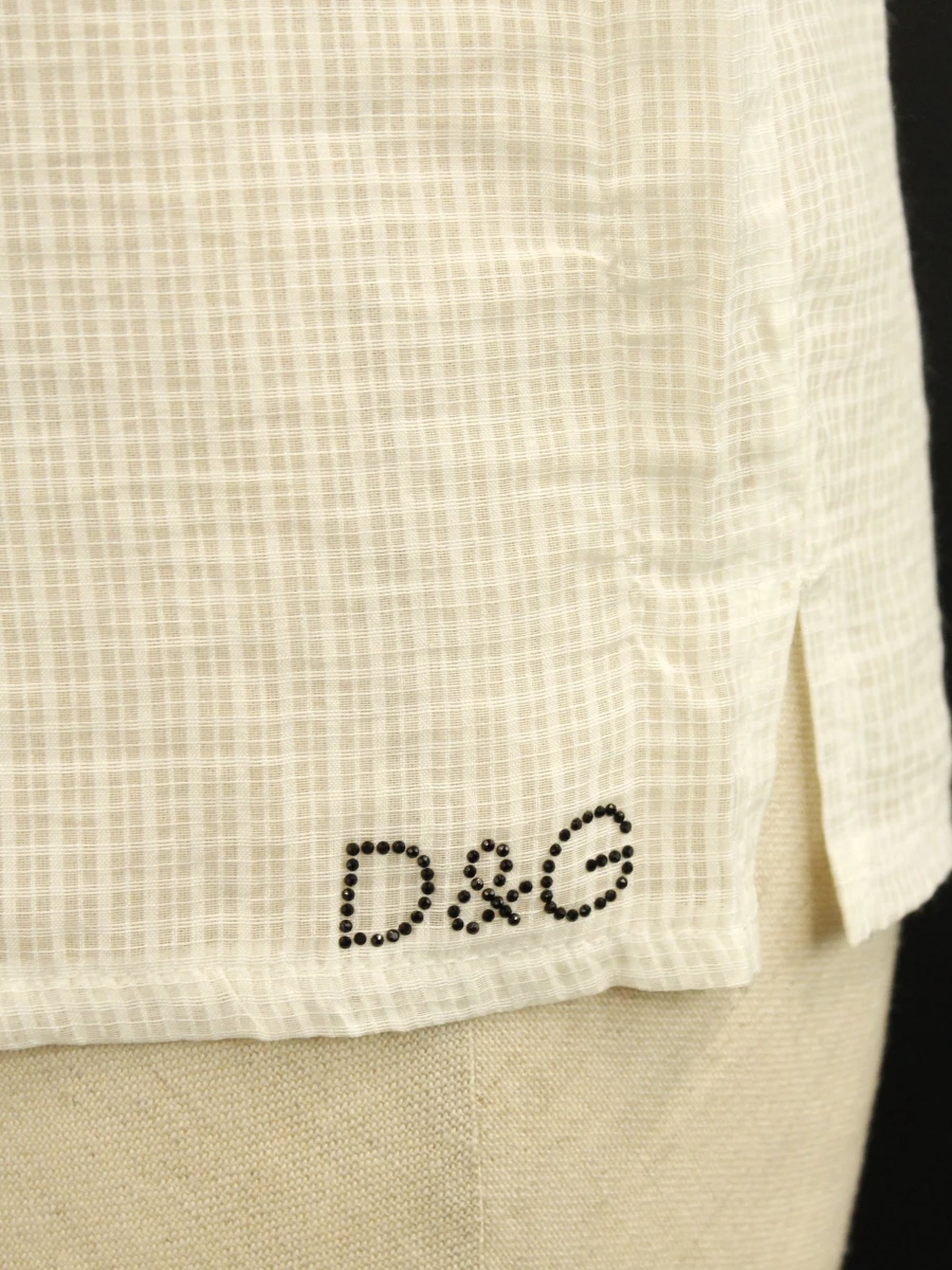 D&G witte top met zwarte sierstrook - maat: 12/13 jaar - foto 5
