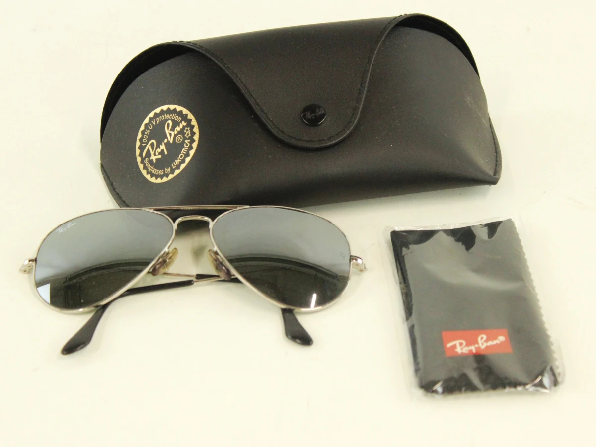 Ray Ban Zilverkleurige aviator zonnebril met hoesje - foto 2