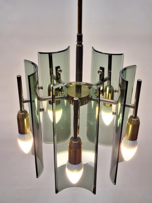 Italiaanse design hanglamp van Gino Paroldo voor Dino Dei / Fontana Arte - jaren 70 - foto 4