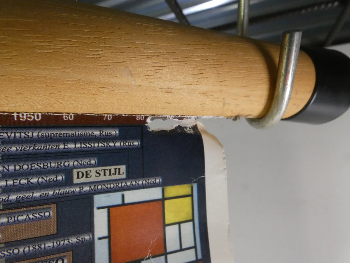 Grote educatieve tijdlijn poster met houten frame