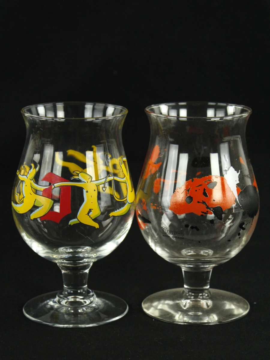 Lot van 10 Duvel Art en Limited edition glazen inclusief caféspiegel met vol Duvelglas - foto 8