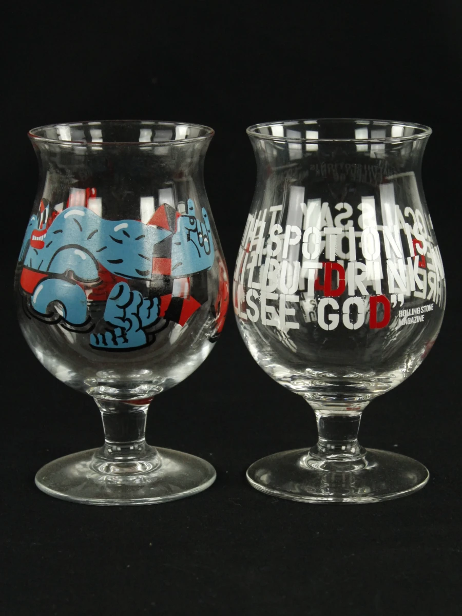 Lot van 10 Duvel Art en Limited edition glazen inclusief caféspiegel met vol Duvelglas - foto 9