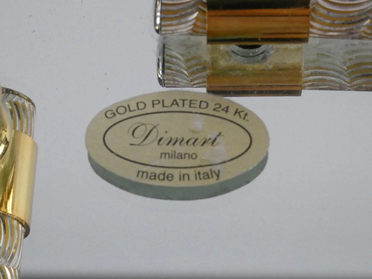 Set van kristallen karaf, 2 glazen en spiegelplateau met gouden accenten - foto 5