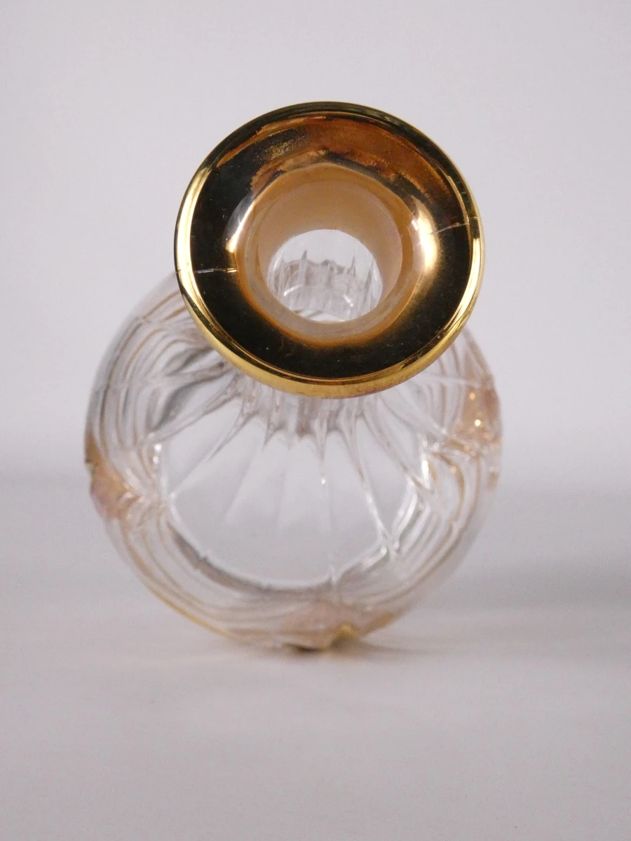Set van kristallen karaf, 2 glazen en spiegelplateau met gouden accenten - foto 17