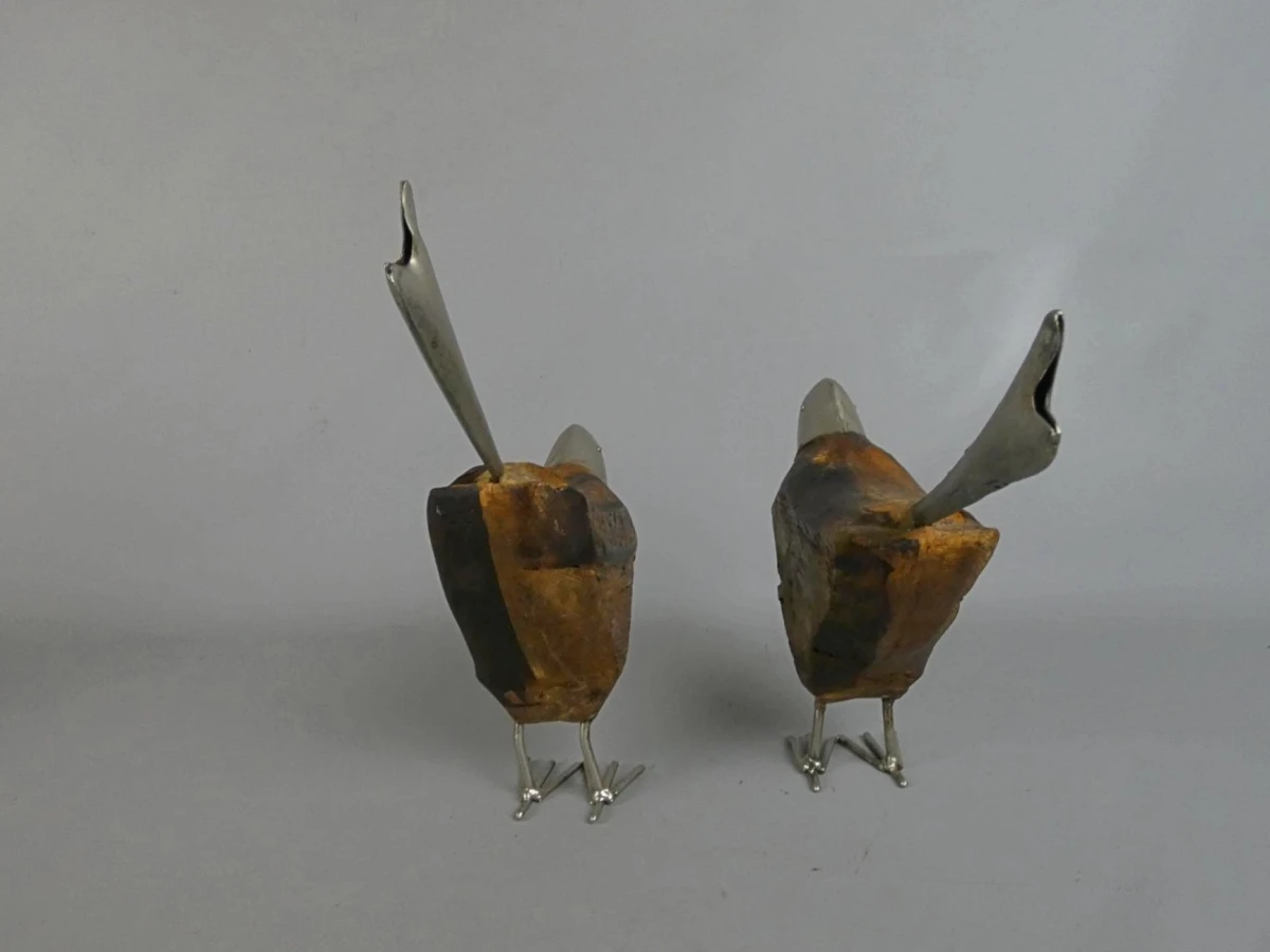 2 Vogels - hout en metaal - foto 4