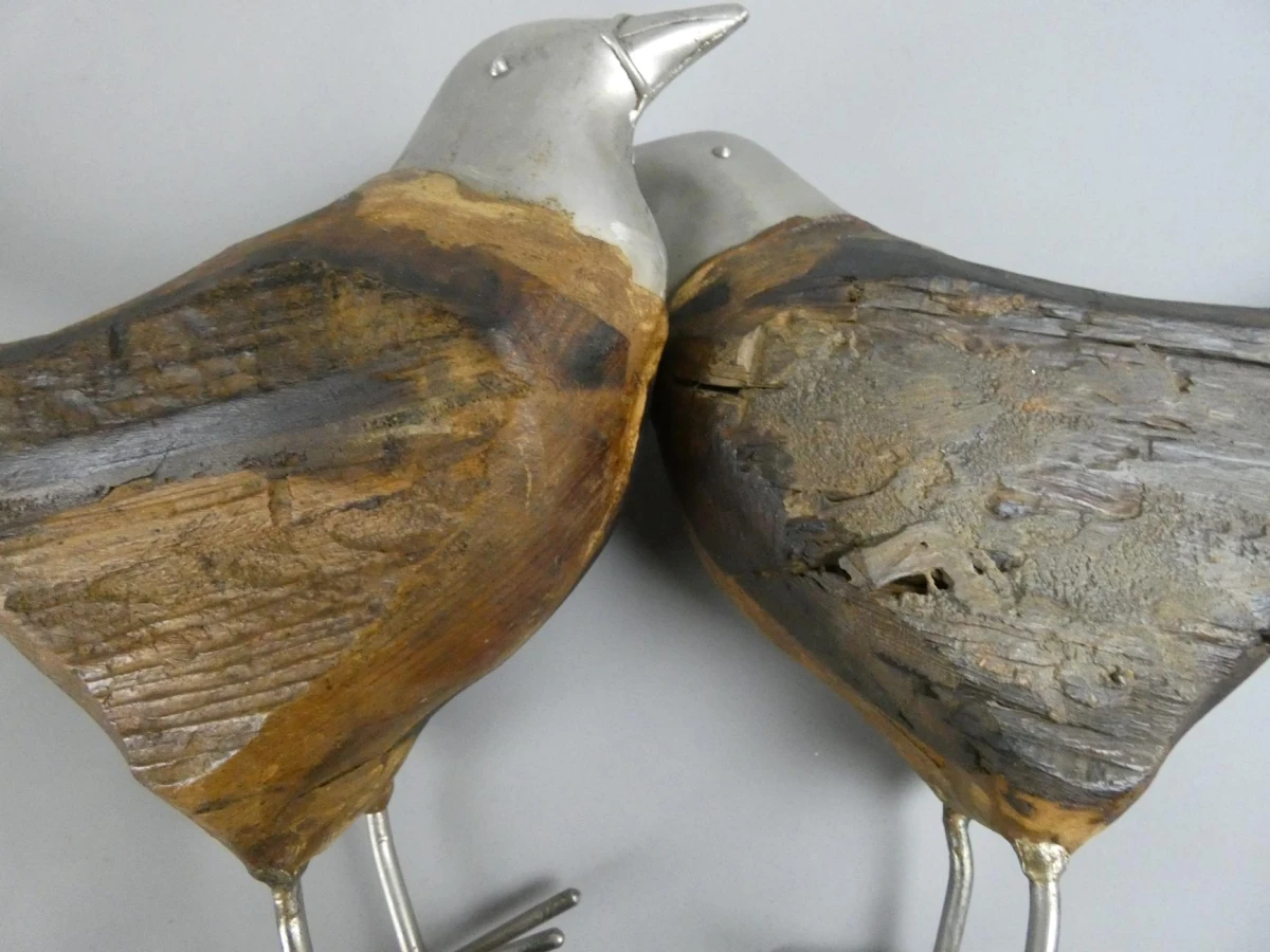 2 Vogels - hout en metaal - foto 6