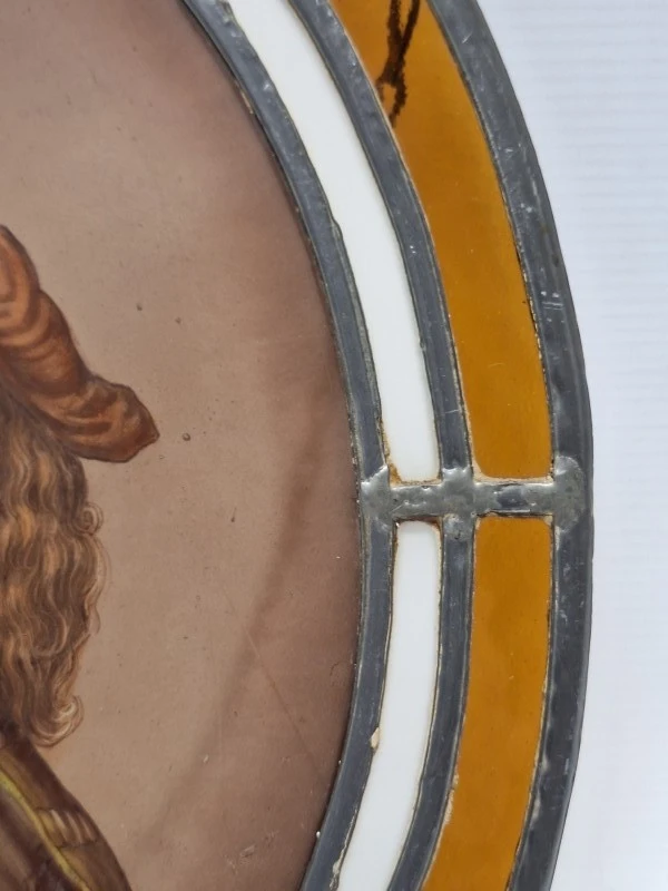 Antiek Gebrandschilderd Glasraam met Portret Matthijs van der Merwede - foto 5