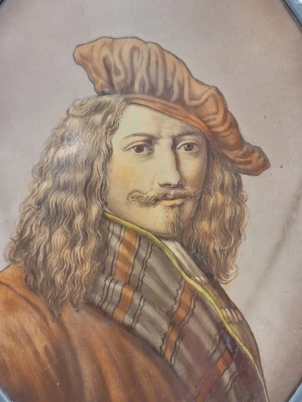Antiek Gebrandschilderd Glasraam met Portret Matthijs van der Merwede - foto 2