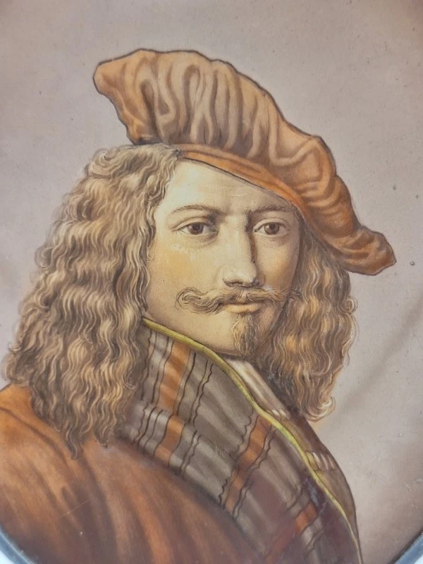 Antiek Gebrandschilderd Glasraam met Portret Matthijs van der Merwede - foto 7