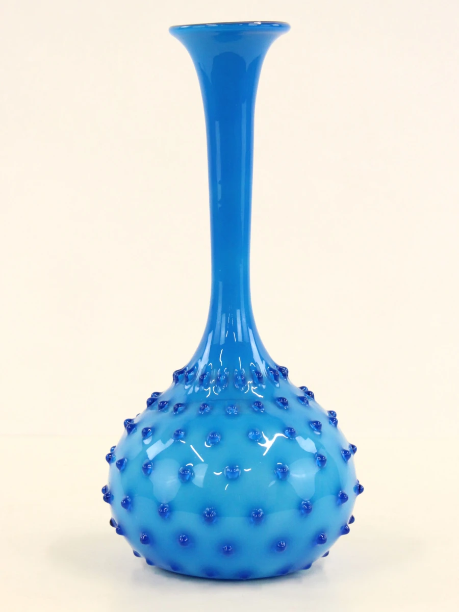 Vintage Italiaanse Empoli glazen vaas met Hobnail patroon 1960-1965 in Muranostijl - foto 2