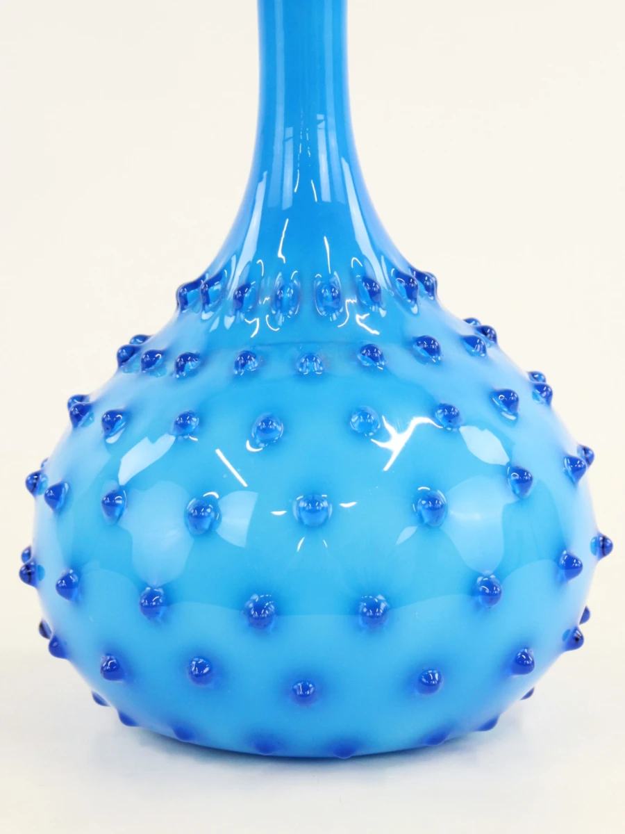 Vintage Italiaanse Empoli glazen vaas met Hobnail patroon 1960-1965 in Muranostijl - foto 3