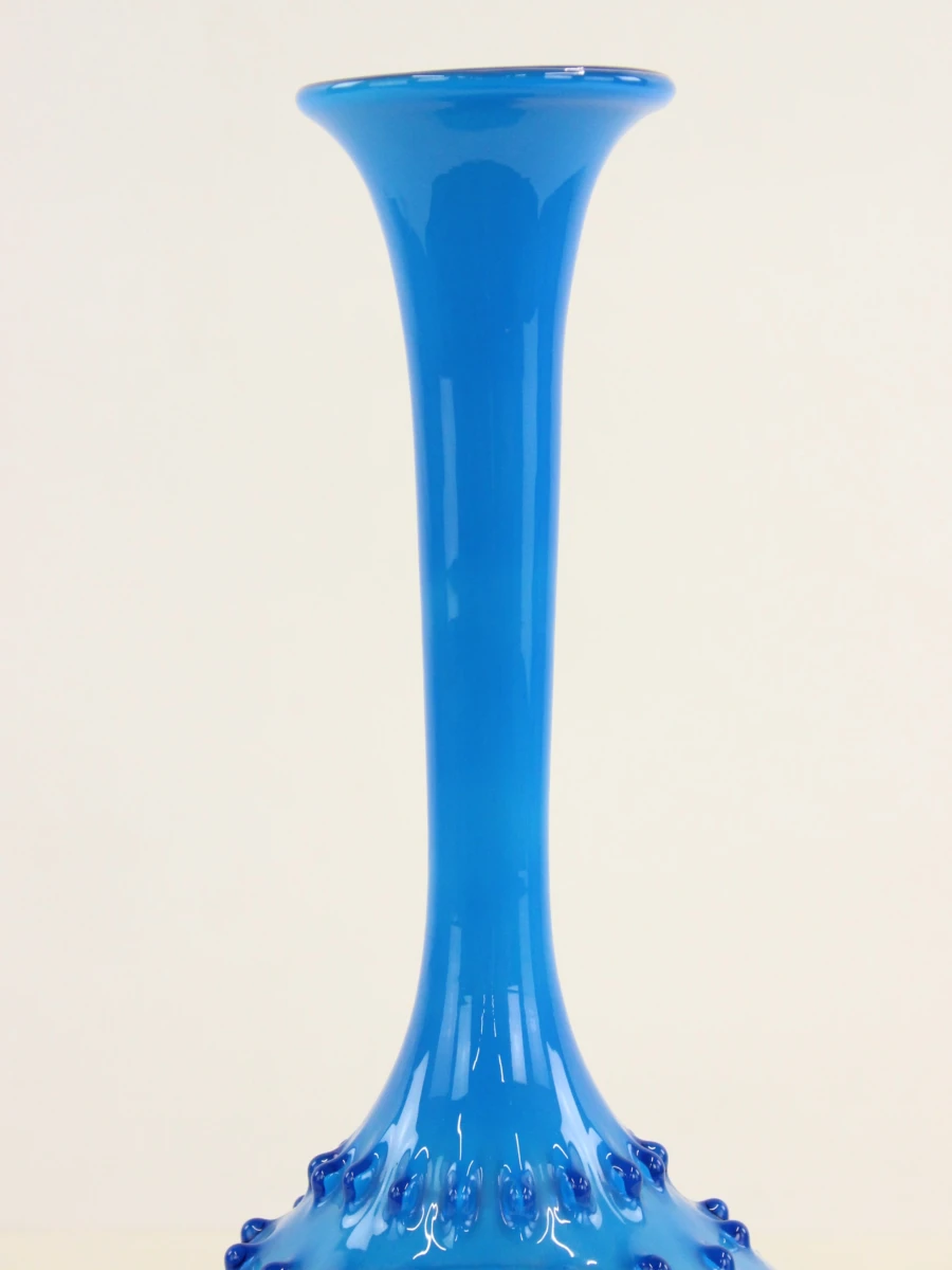 Vintage Italiaanse Empoli glazen vaas met Hobnail patroon 1960-1965 in Muranostijl - foto 4