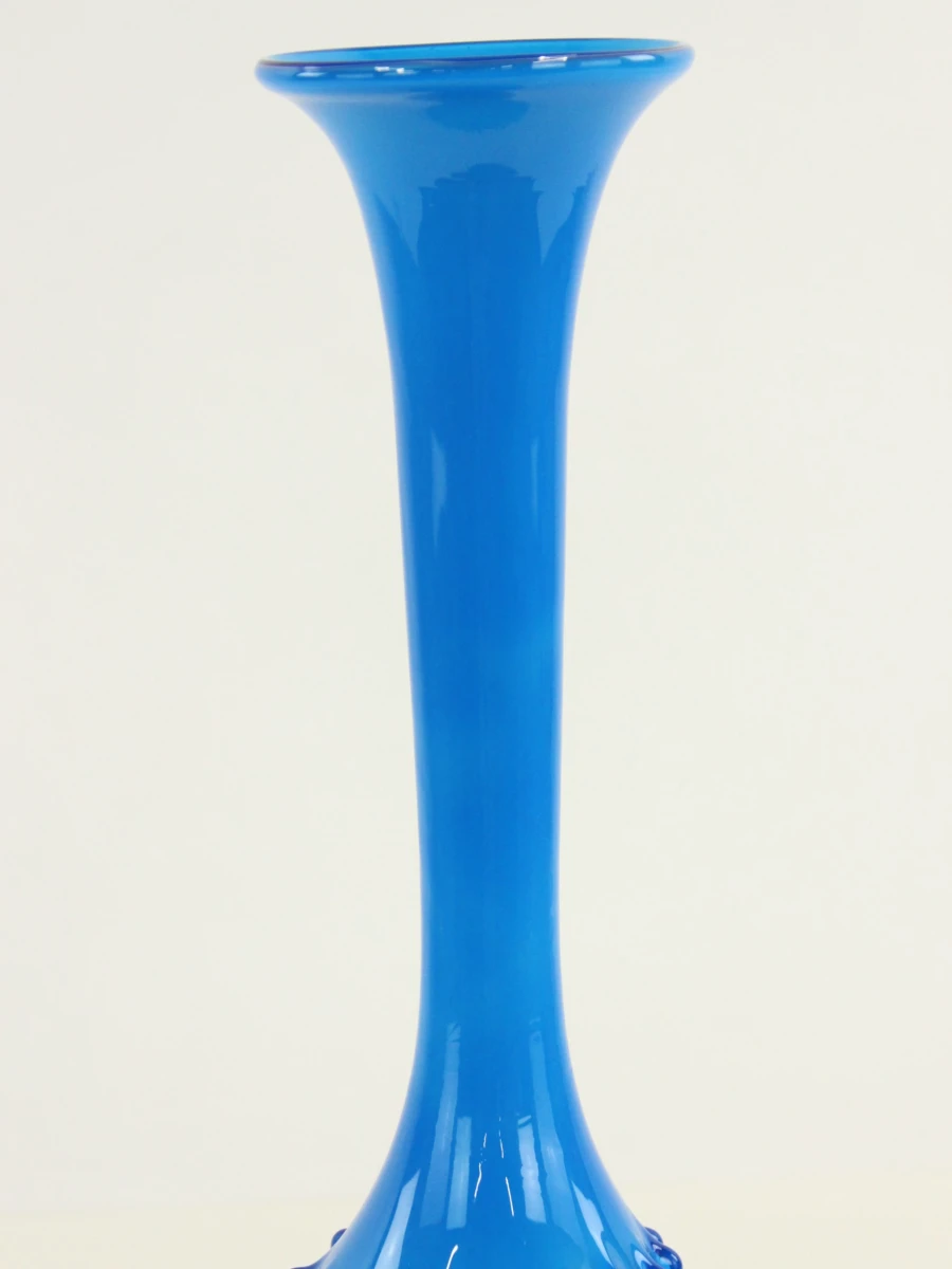 Vintage Italiaanse Empoli glazen vaas met Hobnail patroon 1960-1965 in Muranostijl - foto 5
