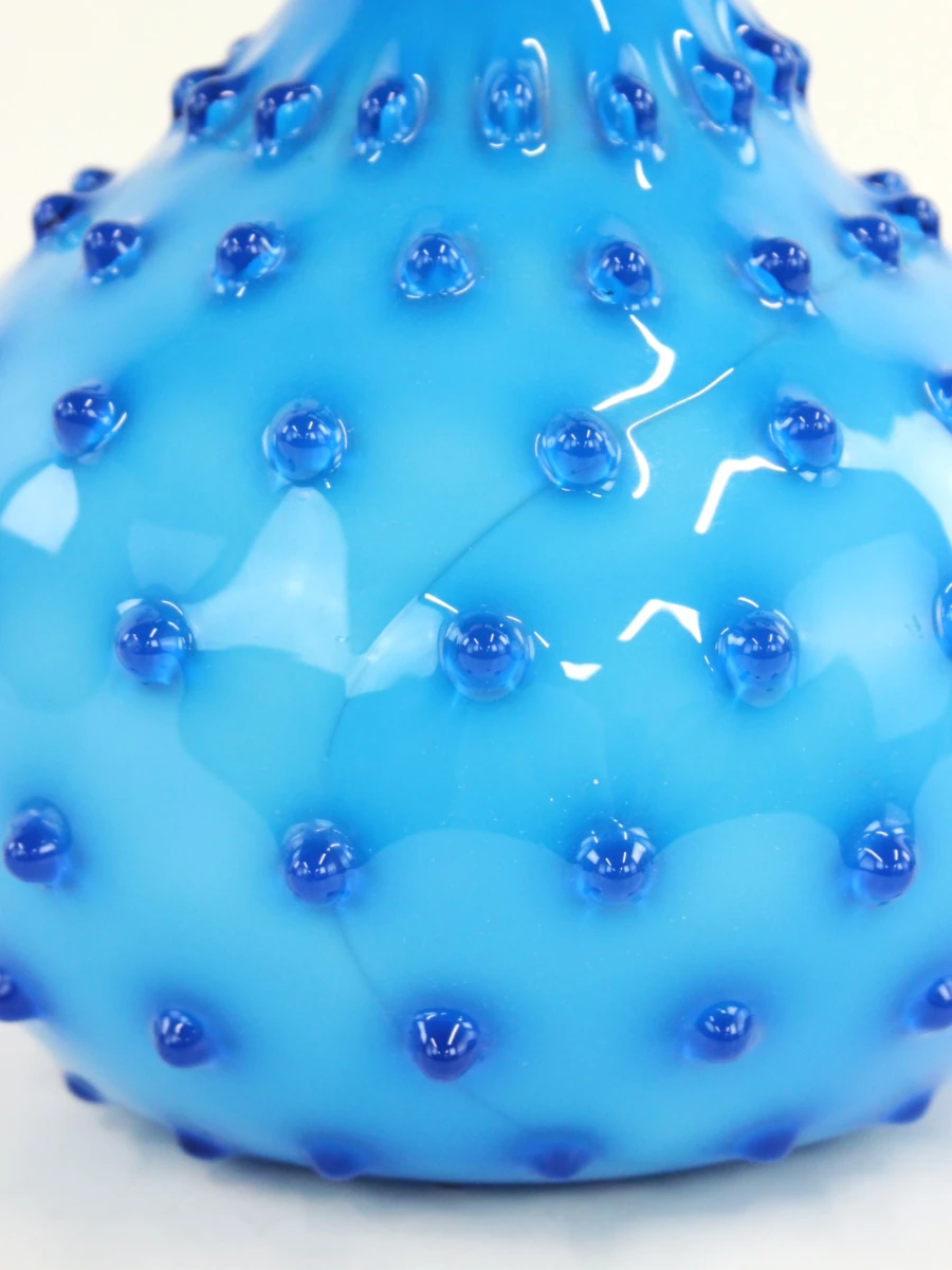 Vintage Italiaanse Empoli glazen vaas met Hobnail patroon 1960-1965 in Muranostijl - foto 7