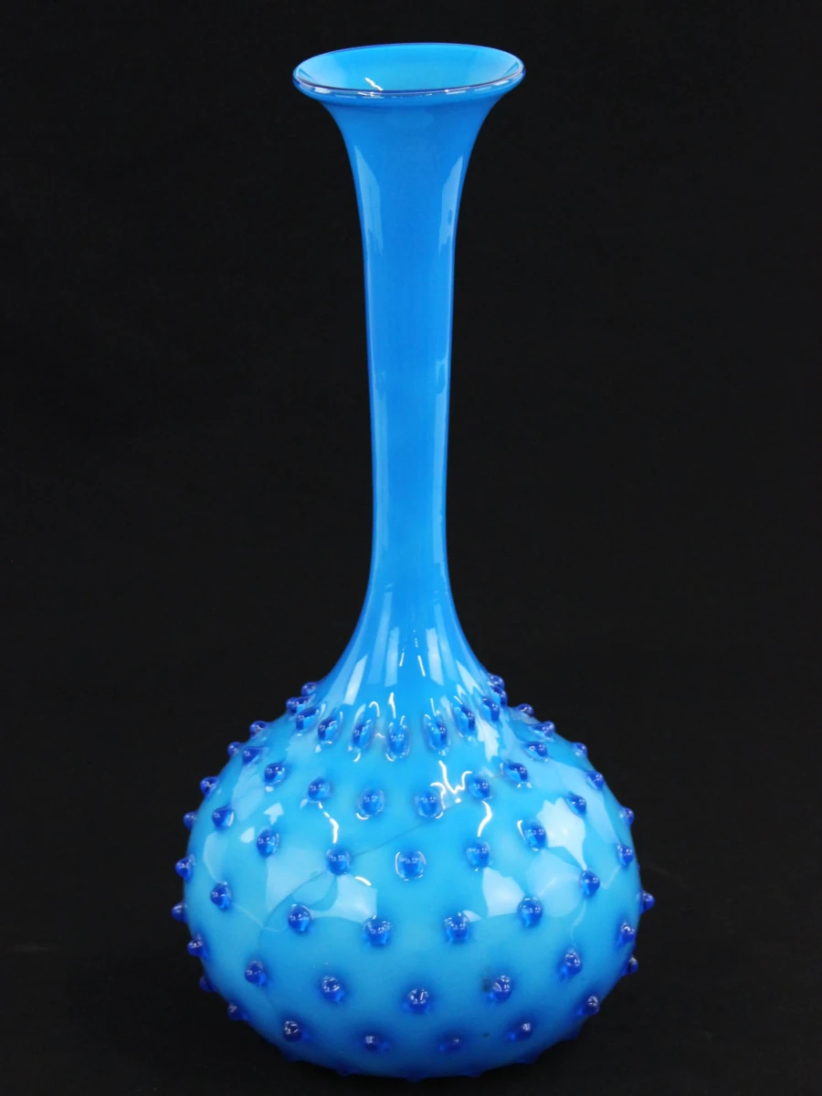 Vintage Italiaanse Empoli glazen vaas met Hobnail patroon 1960-1965 in Muranostijl - foto 11