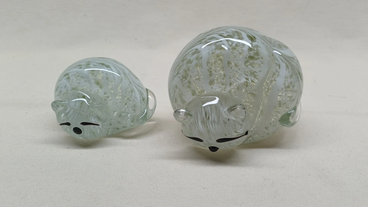 2 glazen presse-papiers dieren