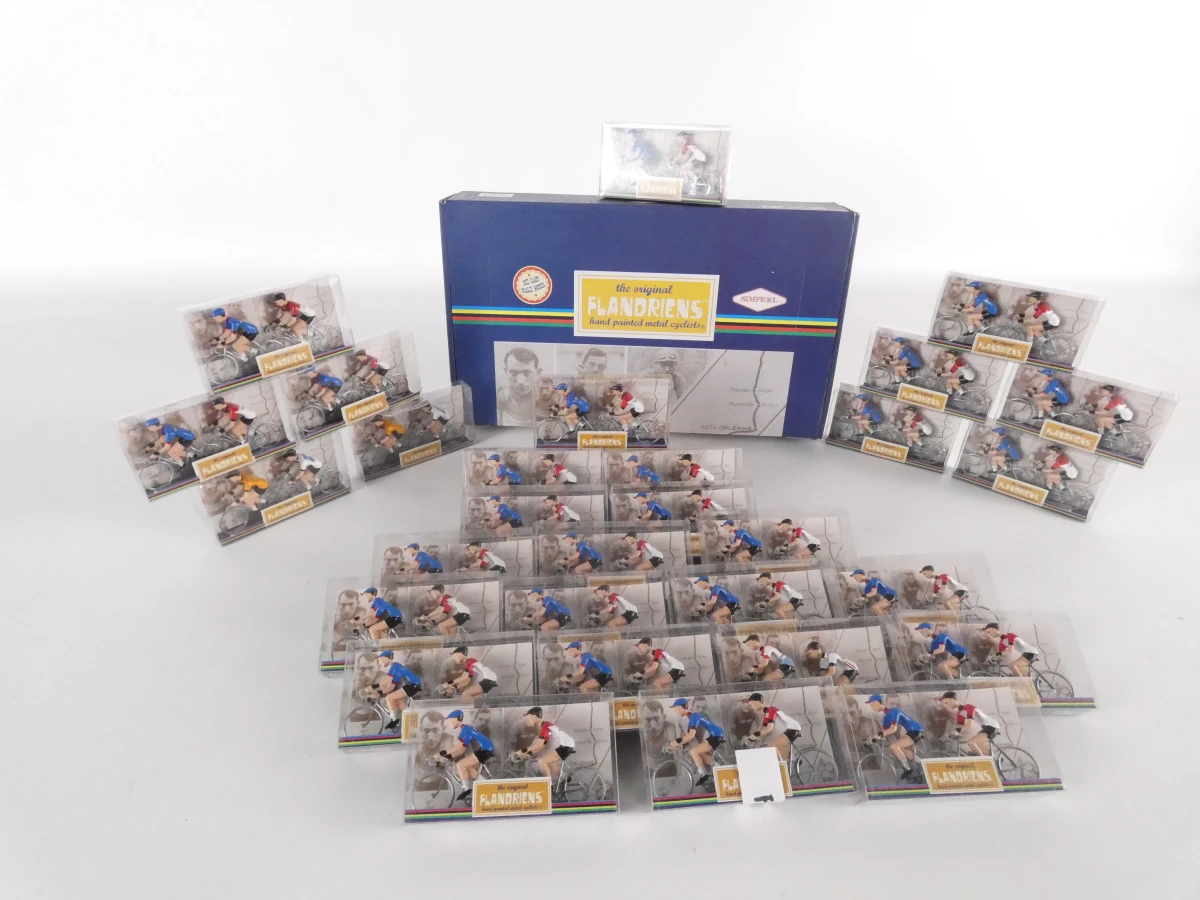 Set van metalen Flandriens wielrenners in doos