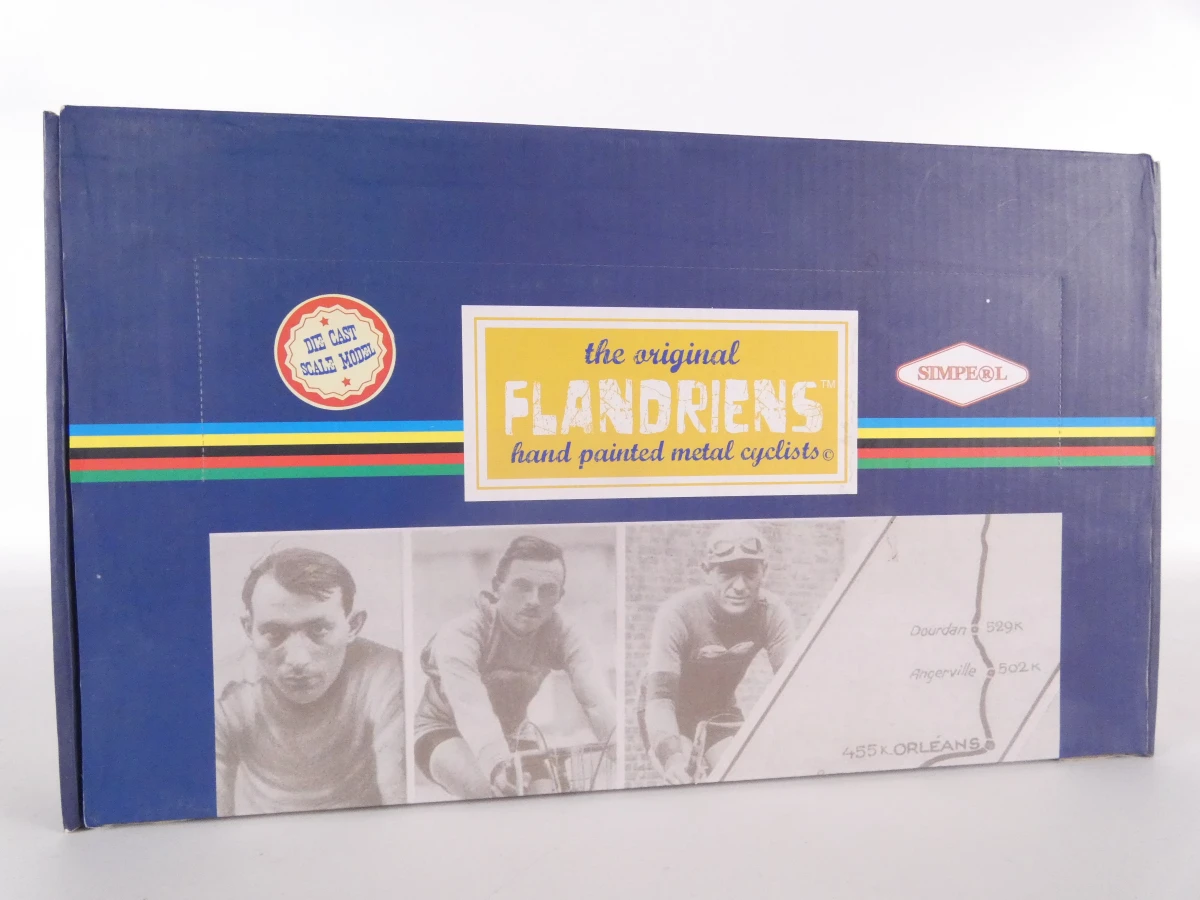 Set van metalen Flandriens wielrenners in doos