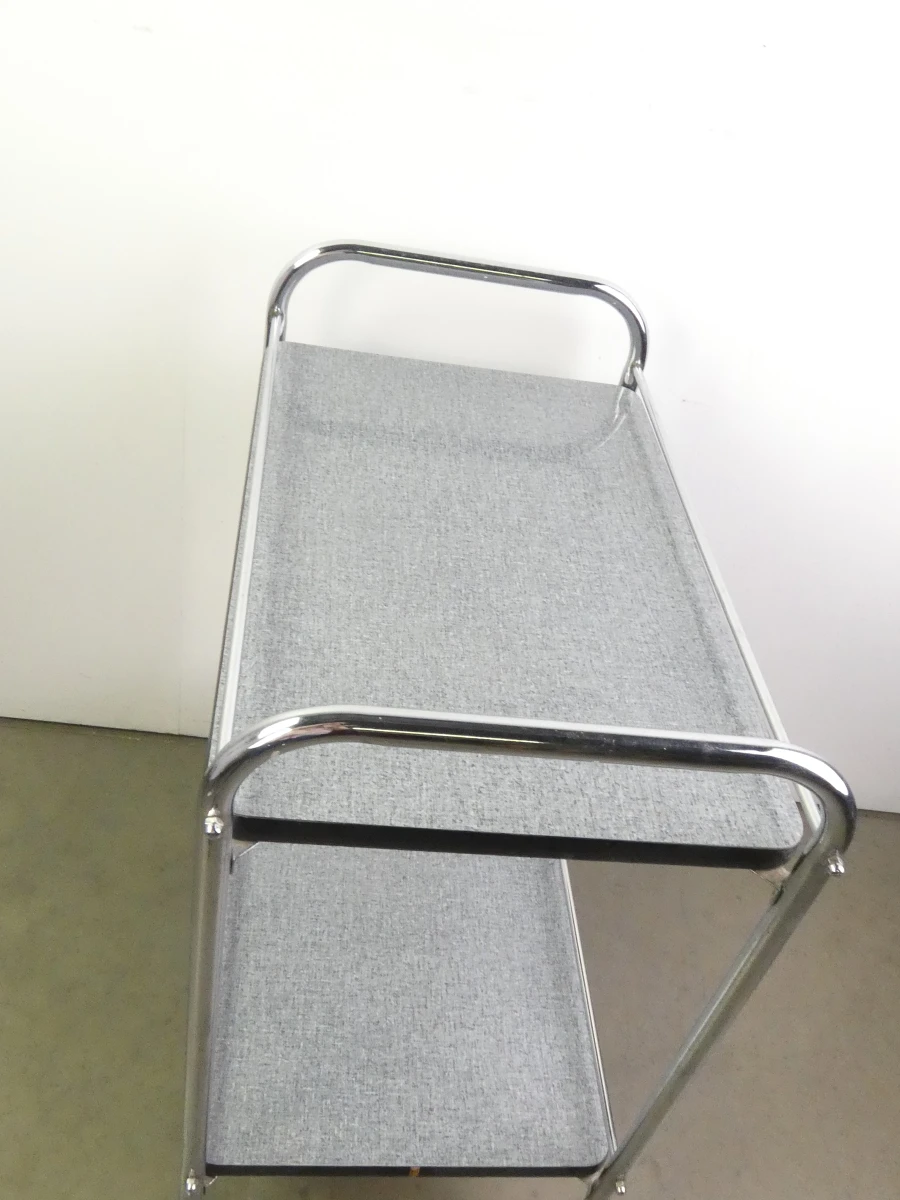 Vintage metalen serveerwagen met twee niveaus