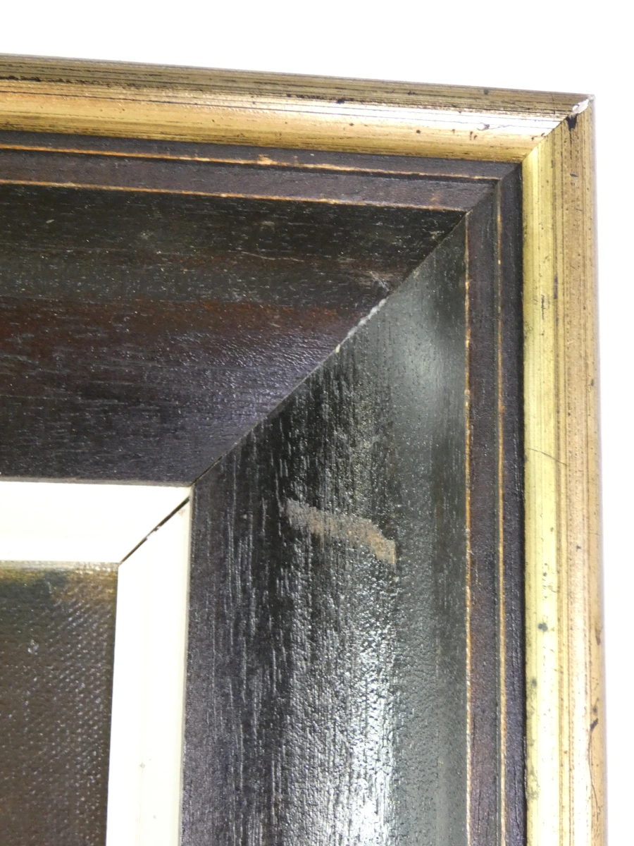 Olieverfschilderij kind met slaapmuts in houten lijst