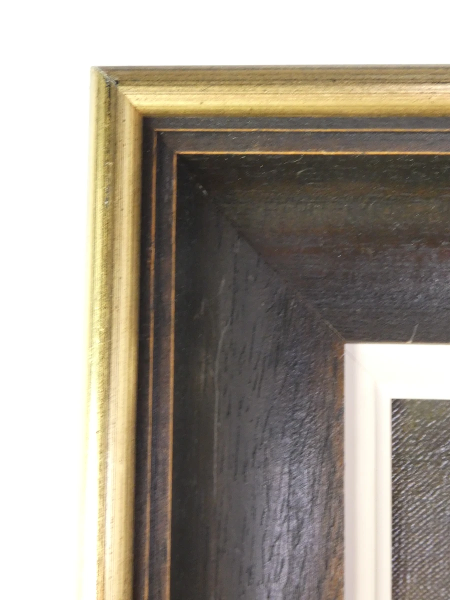 Olieverfschilderij kind met slaapmuts in houten lijst