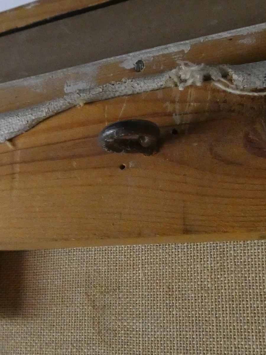 Olieverfschilderij kind met slaapmuts in houten lijst