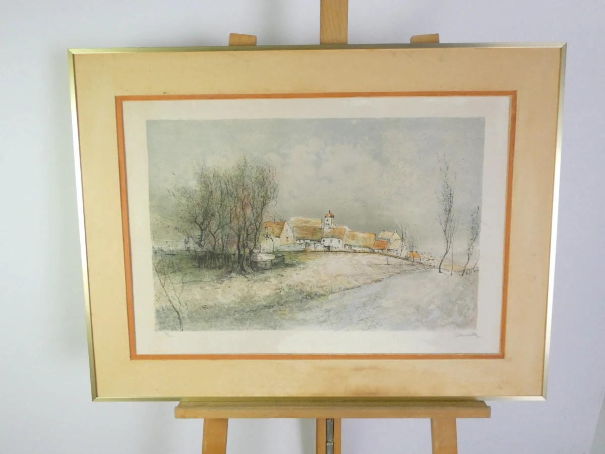 Vintage kleurenlitho - Gesigneerd Lancel