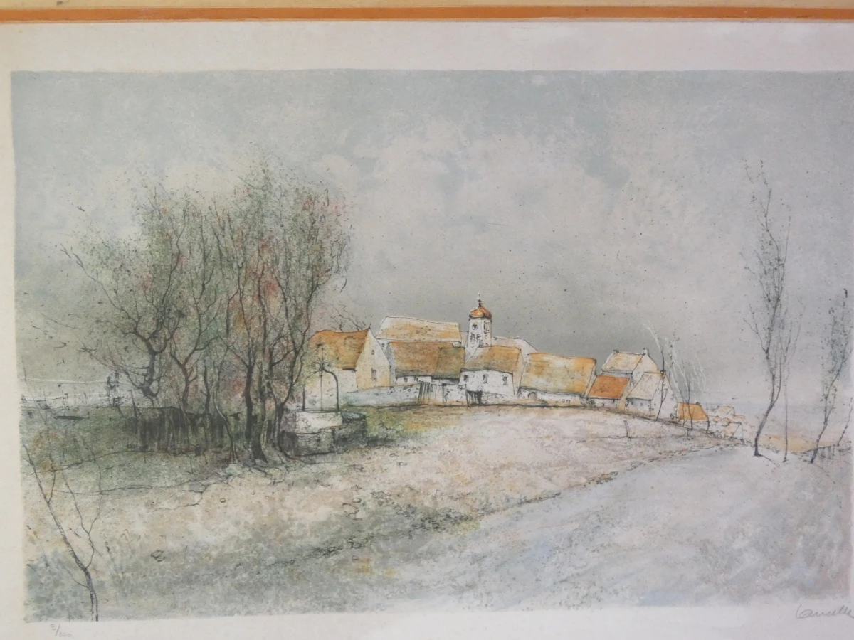 Vintage kleurenlitho - Gesigneerd Lancel