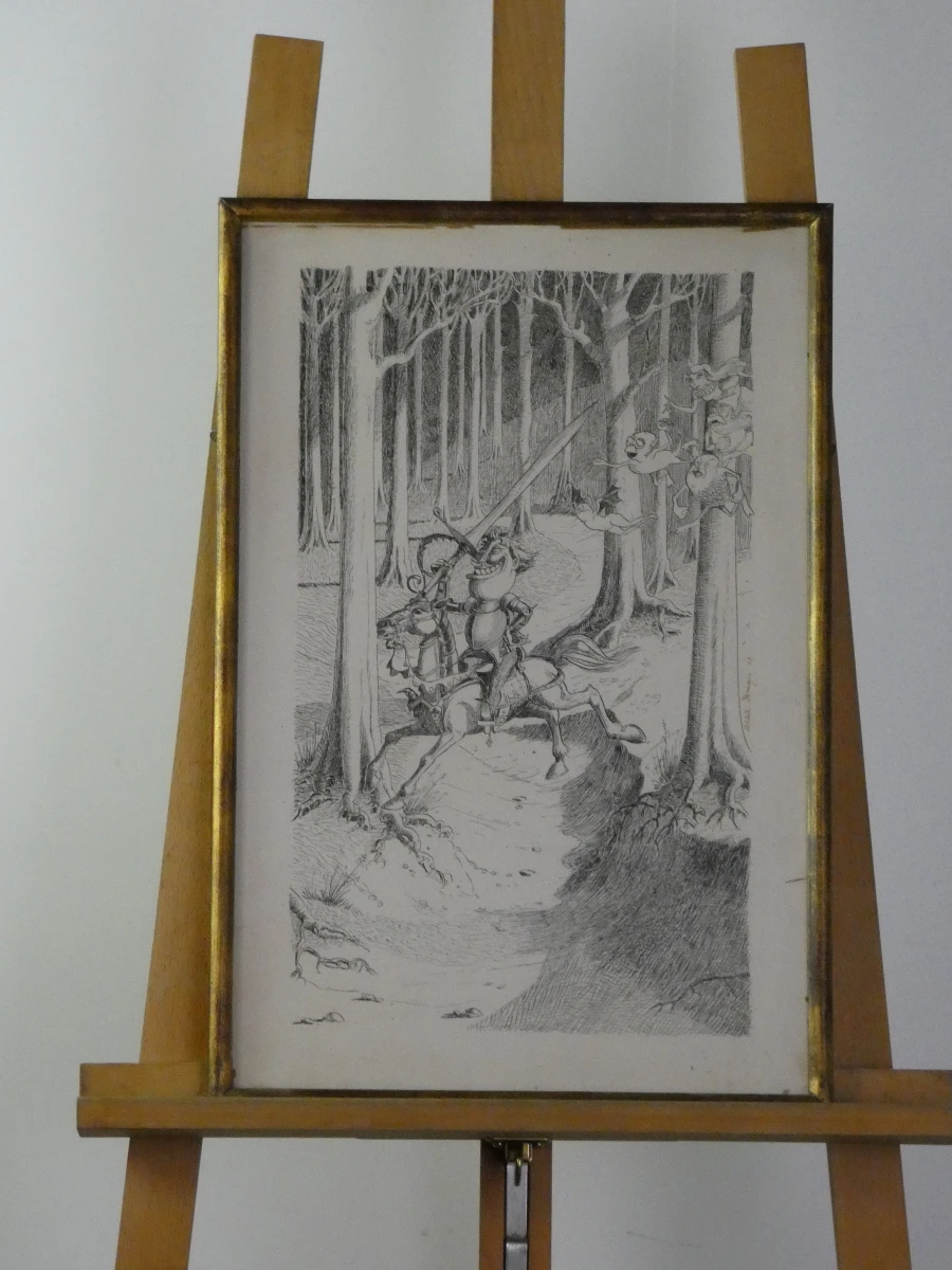 Unieke pentekening Ridder in Fanasiebos