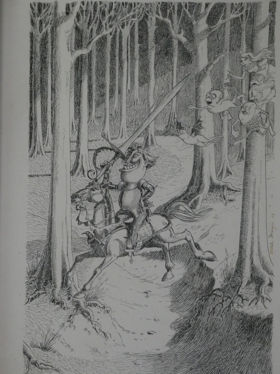 Unieke pentekening Ridder in Fanasiebos