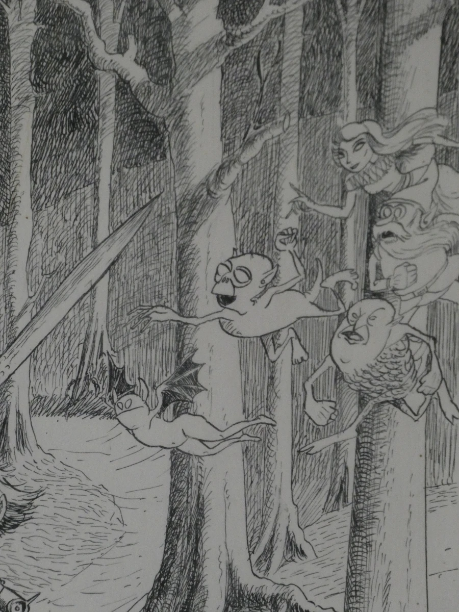 Unieke pentekening Ridder in Fanasiebos