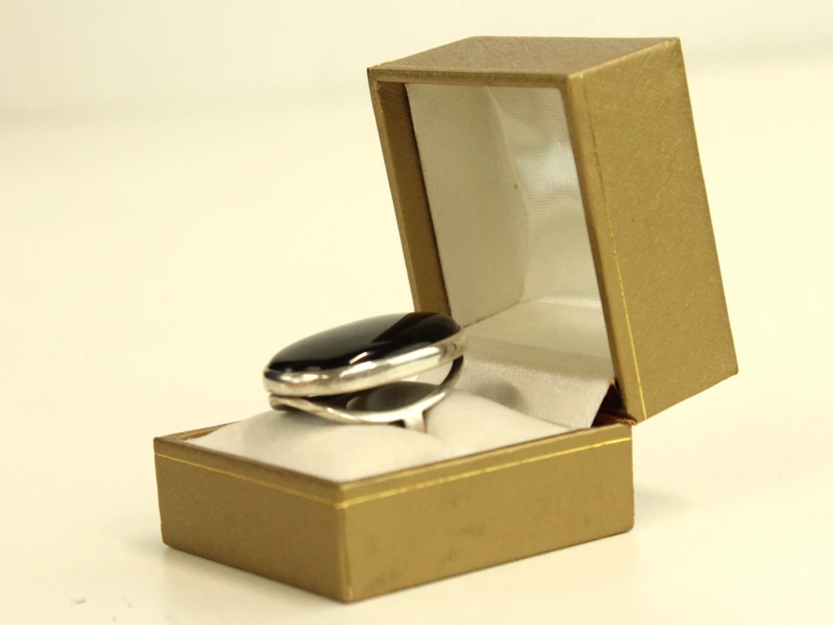 Sterling zilveren ring met zwarte cabochon - foto 3